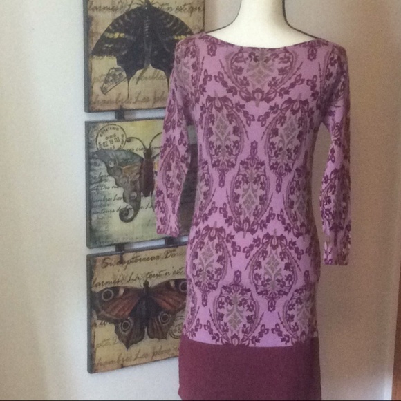 Kersh Maroon & Purple Print Tunic Dress - Picture 2 of 4